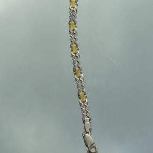 COPY - 925 sterling Silver gold finish Zigzag Bar Link Bracelet.